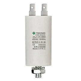 TECNID Electric Motor Starting Capacitor 450V Capacity 25µF Round Aluminium Plastic Capacitor