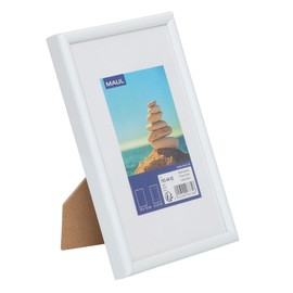 MAUL MAULart Picture Frame, 10 x 15 cm, Small Plastic Picture Frame for Portrait or Landscape Format, Picture Frame with Mount, Photo Frame, Ideal for Photos, Collage and Pictures, White