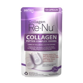 Collagen Peptide 120 Capsules 1000mg, with Hyaluronic Acid (Not Collagen Powder) - 1 Month Supply - Premium Halal Double Hydrolysed Type 1&3 Collagen Supplements for Women & Men - by SkinPep