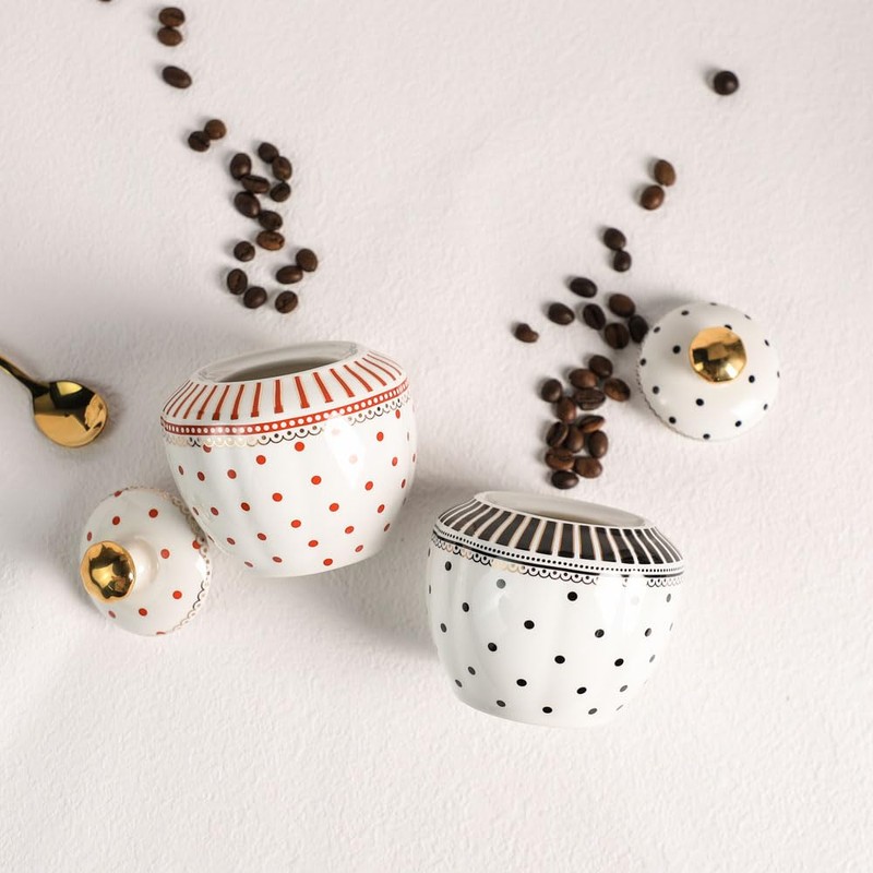 RockTrend Stripe Polka Dot Ceramic Coffee Serving Set Creamer and