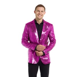 Suitmeister Pink Party Blazer for Men - Christmas, New Year's Eve Party - Shiny Sequin Suit Jacket - Pink, Sequins Pink