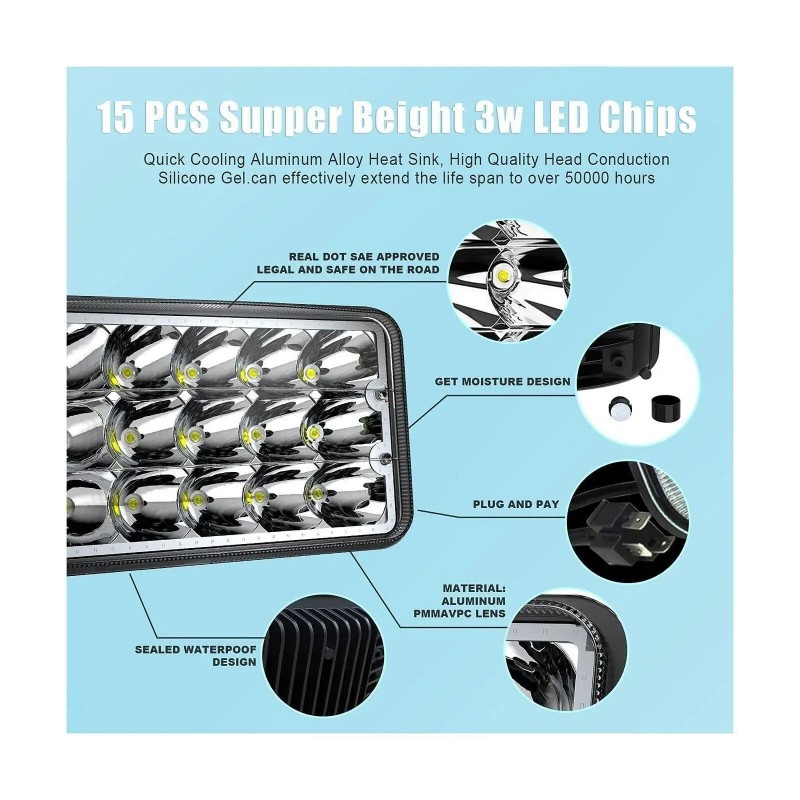 usparts888 4PCS 4"X6" LED Headlights High-Lo Beam DRL fit Chevy