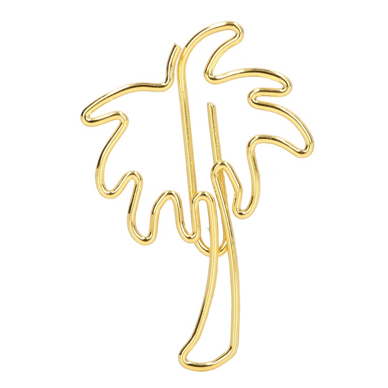 50 Pcs Paper Clips Portable Mini Cute Golden Coconut Tree