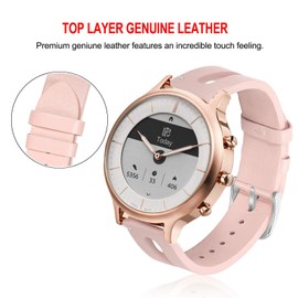 Compatible for Fossil Charter HR Band, YOUkei Slim Vintage Leather Strap Replacement for Women, Man, Wristband Accessories Compatible for Fossil Women's Charter HR Hybrid Smartwatch (Pink)