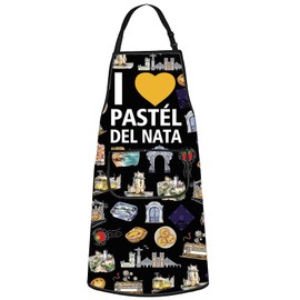 MYSOMY Lisboa Portugal Kitchen Apron Pastel De Nata Gifts Lisboa Pastel De Nata Apron Portuguese Tile Apron (I LOVE PASTEL uk2)
