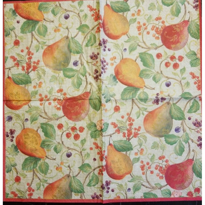 TWO Individual Napkins Fruits Pear Natural Cocktail for Decoupage (1220)