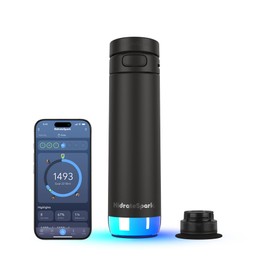 HidrateSpark PRO 2 Smart Water Bottle – 621 ml Insulated Stainless Steel, Tracks Water Intake, Glows & Beeps For Drink Reminder, Bluetooth Sync to App, Chug Lid, BPA-Free, Black (with Apple Find My)