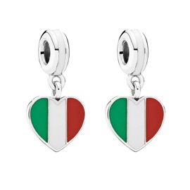 GANESA JW Italy Charm Bracelet - Italian Heart Flag Charm - Jewelry Accessory for Bracelets Necklaces Anklet - Gift for Italy Lovers and Travelers
