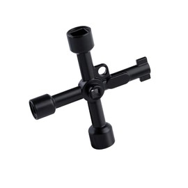 EHIOG 4-Way Multifunctional Key, Universal Control Cabinet Key, Multifunctional Cross Key Control Cabinet Key, for Electric Water Gas Meter Box Cabinet Open Key Black