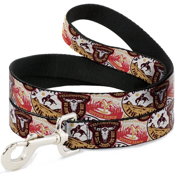 Paramount Network Pet Leash, Dog Leash, Yellowstone Patches Stacked Browns