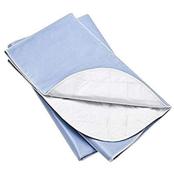 Platinum Care Pads Washable Large Standard Reusable Bed Pads/Hospital Underpads, for use with Incontinence and Pets Size 34x36 in, Pack of 4 (Blue)