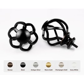 KAMANINA Black Curtain Rods for Windows 48 to 84 inch, 1 inch Adjustable Decorative Curtain Rod 32 to 86 inch (2.6-7.1ft), Single Drapery Rod with Twisted Cage Ends