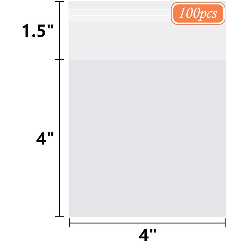 SUREHOME Cookie Bags with Seal 4x4 In Clear Self Sealing