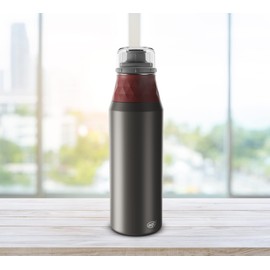 alfi Endless Bottle 900 ml, Medium Red, Lightweight Stainless Steel Bottle, Completely Leak-Proof with Screw Cap, for Carbonated Drinks, Fingerprints, Dishwasher Safe, BPA-Free