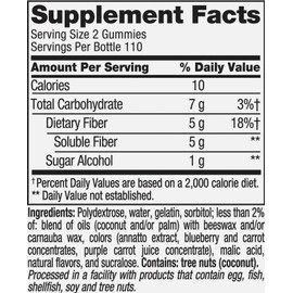 Vita Fiber Well Gummies, Sugar Free, Peach, Raspberry & Black-Berry Flavors, 220 Count, 1 Pack