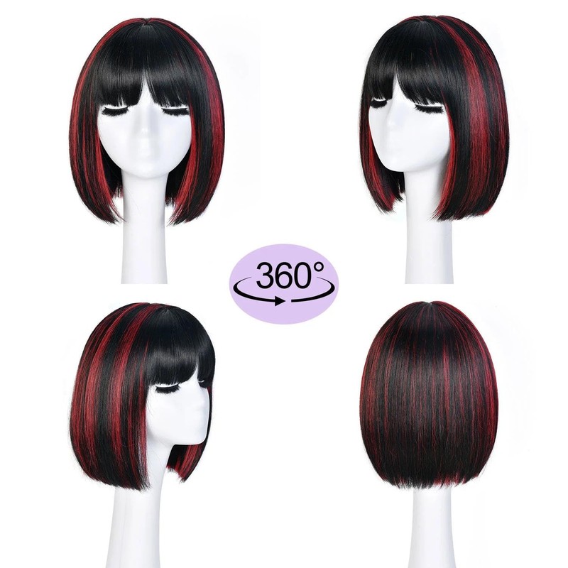 CURLCRAZY Bob Wig With Bangs Short Bob Wigs for Women