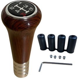 YESprime Shift Knob MT Wood 5 Speed Wood Grain Old Car Manual Retro Car Brown Universal Panel Underwater Flower Conversion Adapter A Type