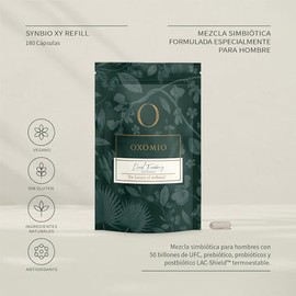 Synbio XY de OXOMIO (Refill 180 cpsulas) Suplemento sinbitico para hombres - 50 mil millones de UFC, prebitico, 10 cepas probiticas y un postbitico...