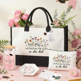 HUFAND Graduation Gifts for Women 2026, 7-Piece Congratulations Gift Set with Tote Bag, Tumbler & Makeup Bag | Inspirational College Graduate Gifts for Women, Daughter, Sister | Class of 2026 Gift Box