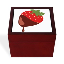CafePress Chocolate Covered Strawberry Sweet Dessert Keepsak Memory Keepsake Jewelry Box, 5"x5"x3.75"