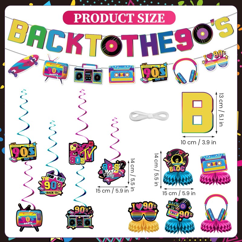 90s Party Decorations Retro 90s Hip Hop Banner (Style 2)