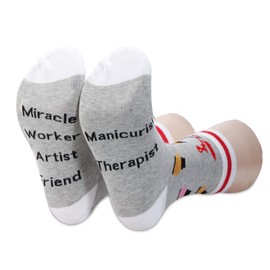 PXTIDY Manicurist Gift Nail Tech Gift Nail Artist Gift Socks Manicurist Therapist Miracle Worker(Manicurist Therapist Miracle Worker Artist Friend)