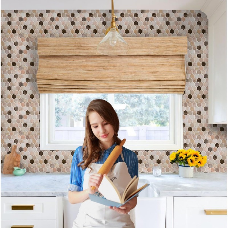 Decopus 3D Peel and Stick Tile (Hexagon Marble Brown 10Pack