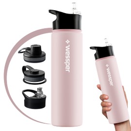 Wessper Stainless Steel Water Bottle, 700 ml, BPA-Free Water Bottle with 3 Lids for Water, Coffee and Tea, Leak-Proof Thermal Bottle for Sports, Gym, Hiking, Bike, Office