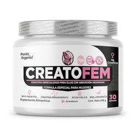 CreatoFEM | Creatina para Mujeres | Creatina Monohidratada + Inositol, Ácido Fólico, Arándano Rojo, Vit B9 y Miel de abeja orgánica | Pre entreno y Po