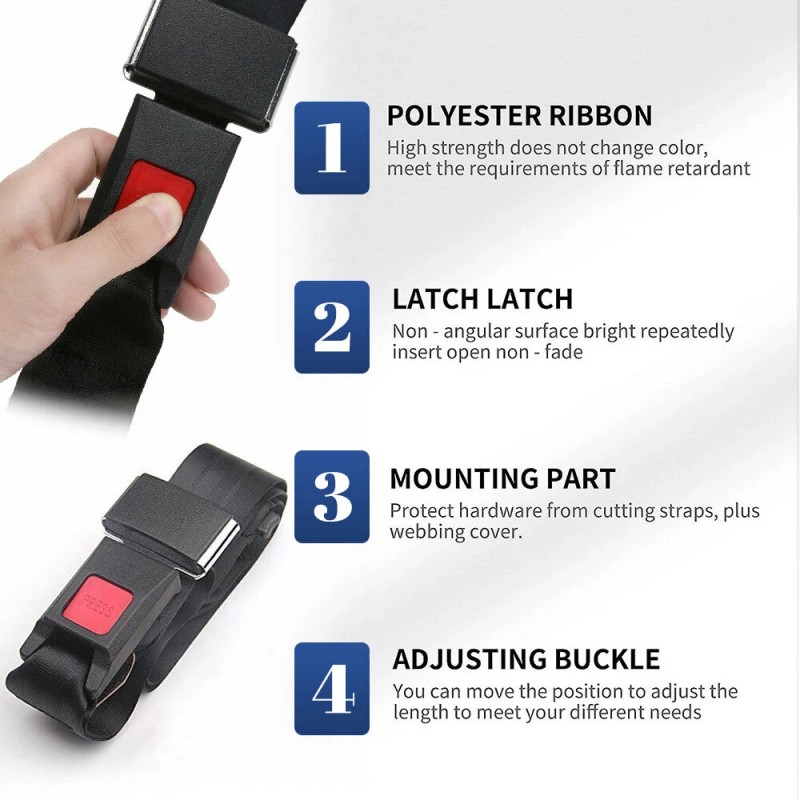 4 Set Seat Belt 2 Point Adjustable Retractable Car Single