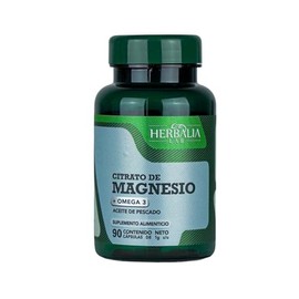 Citrato de Magnesio con Omega 3 - Magnesio Ultra Absorbente - Apoyo Muscular y Cognitivo - Magnesio de Alta pureza - 90 Cápsulas 400 mg Herbalia Lab
