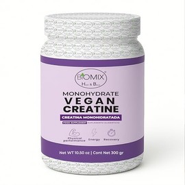 Biomix Creatina Monohidratada Vegana 5000mg, Grado Farmacéutico Micronizada 2X Absorción, Cero Aditivos, Cero Rellenos, Fuerza, Energía, Recuperación 
