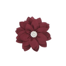 Elegant Flower Brooch Pin for Women Girls Crystal Lotus Brooch Lapel Pins Red/White/Pink/Black/Hot Pink/Violet Brooch Wedding Party Dance Banquet Dress Suit Ceremony Clothes Accessories Jewelry Gifts (Wine Red)