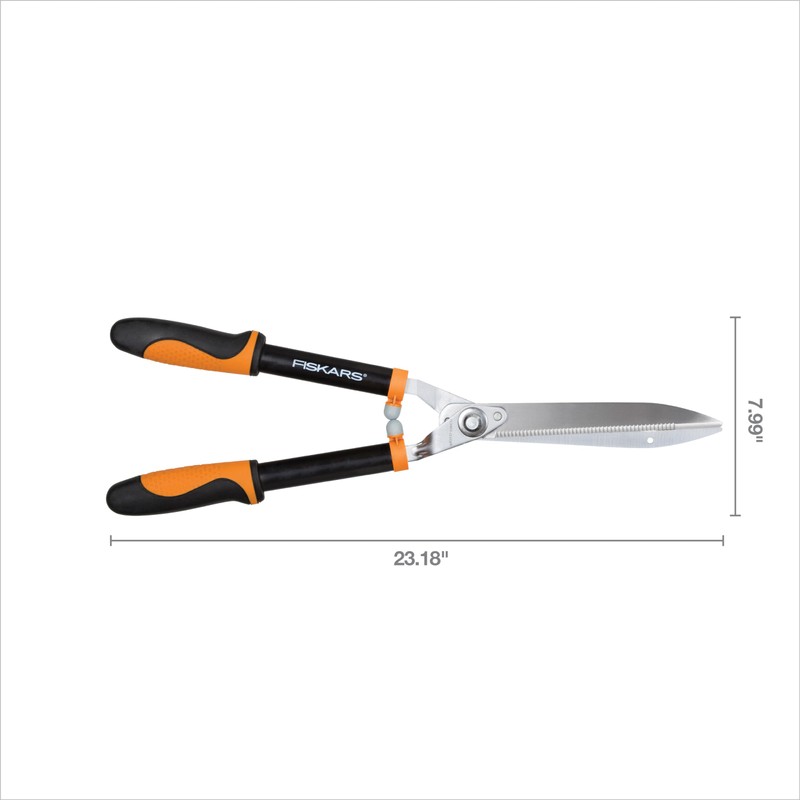 Fiskars 23-Inch Power-Lever Hedge Shears, Self-Sharpening Precision-Ground Steel Blades, For