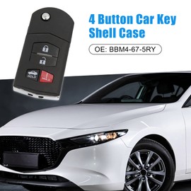 A ABSOPRO BBM4-67-5RY - Carcasa para mando a distancia inteligente con 4 botones para Mazda 3 2004-2013, plástico, color negro