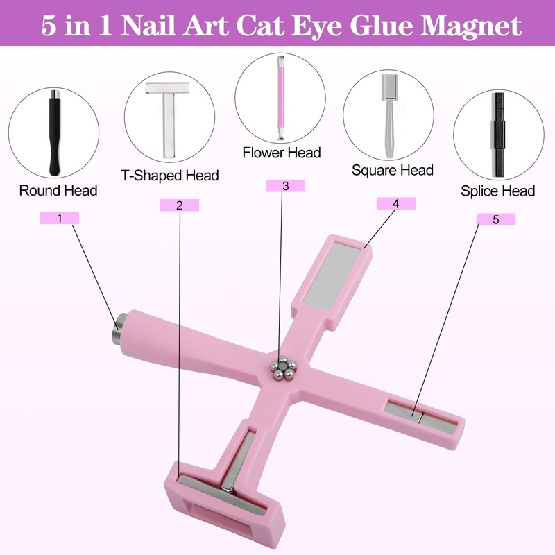 Vnjaoi Nail Magnet Set, Upgraded 5 in 1 Multi-Function Nail