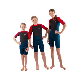 The Wetsuit Factory Kids 2.5 mm Neoprene Shorty Blue/Red Wetsuit Neo Children's Swimming Costume Swimm Boys and Girls, red