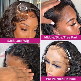Midulla 13x6 HD Lace Front Wigs Human Hair Deep Wave Human Hair Wigs for Women Pre Plucked 180% Density Deep Curly Lace Frontal Wig Human Hair 26 Inch Glueless Deep Wave Human Hair Lace Front Wigs