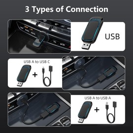 TXTSPU Adaptador inalámbrico inalámbrico para coche y Android Auto – Mini adaptador 2 en 1 para coches de fábrica con cable CarPlay y Android Auto Coches, retardo ultra bajo, luz ambiental multicolor