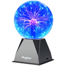 Theefun Blue Plasma Ball: True 6 Inch Ball with 3.5 Inch Base, Plasma Globe Christmas Gifts Touch & Sound Sensitive Lamp Electric Lightning Novelty Light for Parties, Home, Prop, Room Decoration