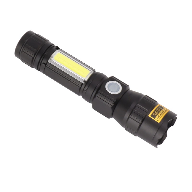 LED Flashlight USB Magnetic Charging 7 Gears Zoomable Black Light