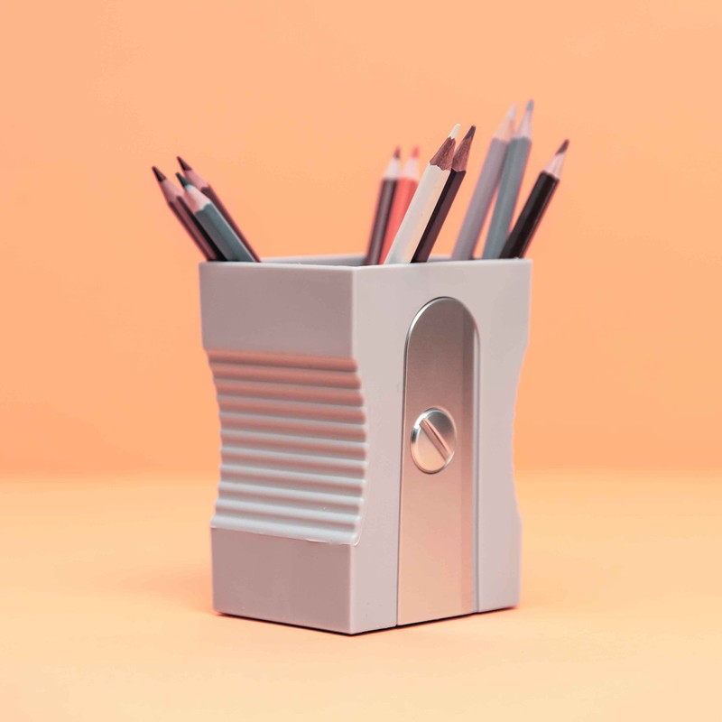 balvi Sharpener Pencil Holder Grey in the Shape of a