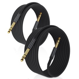 Elebase 1/4 Inch TRS Instrument Cable 30ft 2-Pack,Straight 6.35mm Male Jack Stereo Audio Interconnect Cord,6.35 mm Balanced Line for Electric Guitar,Bass,Keyboard,Mixer,Amplifier,Amp,Speaker,Equalizer