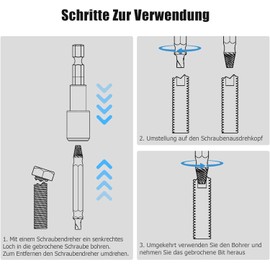 ANROI Tap Extractor Set - 6 Piece Screw Remover Set with Magnetic Bit Holder, Ideal for Removing Damaged Screws and Bolts