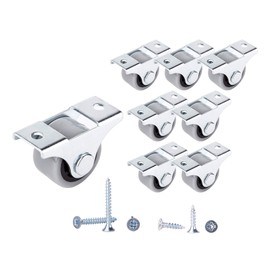 8 Pcs Mini Swivel Swivel Castors 25mm Plastic Rubber Castors with Metal Plate Furniture Equipment