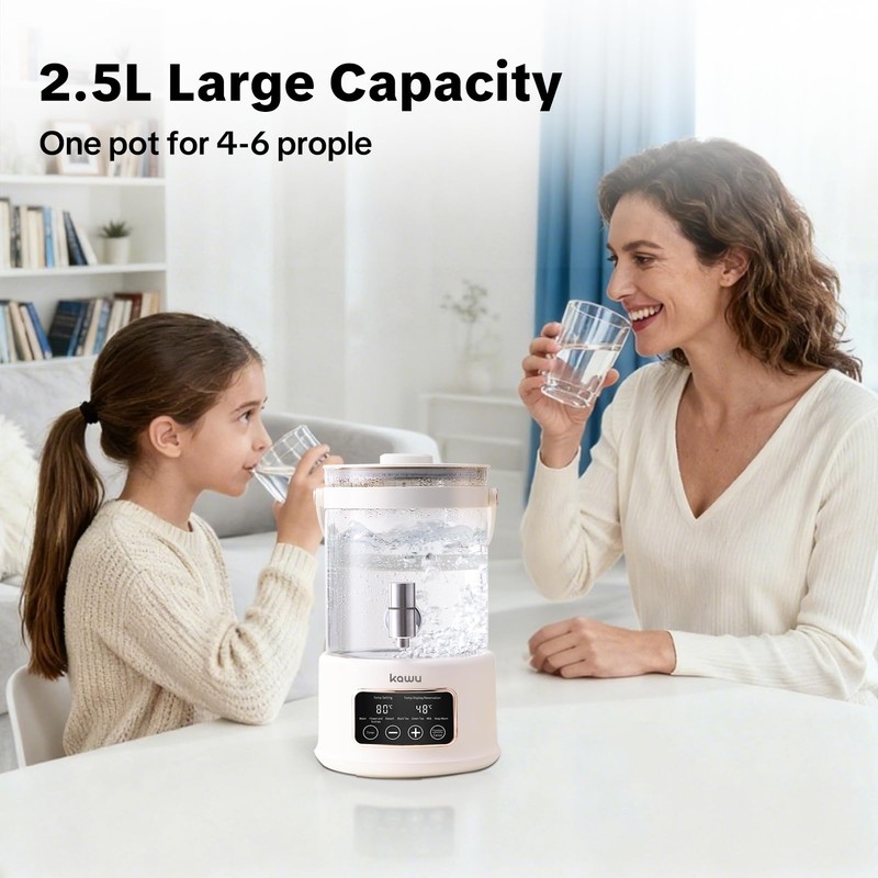 Kawu Electric Kettle, 2.5L Health Pot with Temperature Control, 7-in-1