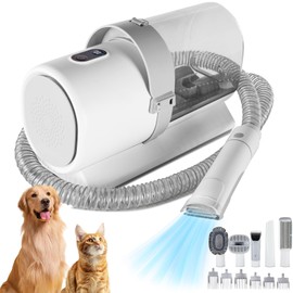 FluffyDream Pet Grooming Kit with Hair Clippers, 10000Pa Strong Pet Grooming Vacuum for Dogs & Cats, 2.5L Dust Cup Dog Brush Vacuum with 6 Pet Grooming Tools for Shedding Pet Hair, Quiet Home Cleaning