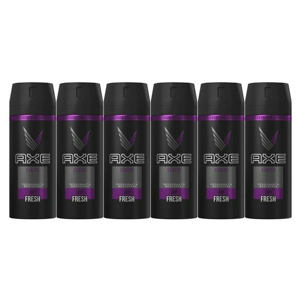 6 x Axe Excite Deodorant Body Spray 150ml 5.07 oz / Each Pack of 6