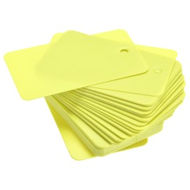 TOP-VIGOR 50Pcs Plastic Shipping Tags, 30x50x0.3mm Waterproof Hang Tags, Blank Labeling with Eyelet for Product Identification Labels Valve Marking Outdoor Tagging, Yellow