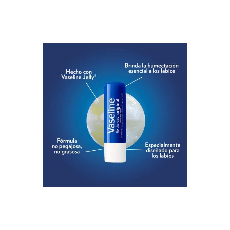 Bálsamo Labial Vaseline Original en Barra para Labios Secos